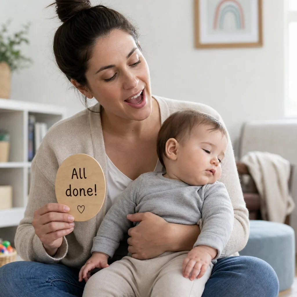 Caregiver ending a music activity when the baby turns away and loses interest.
