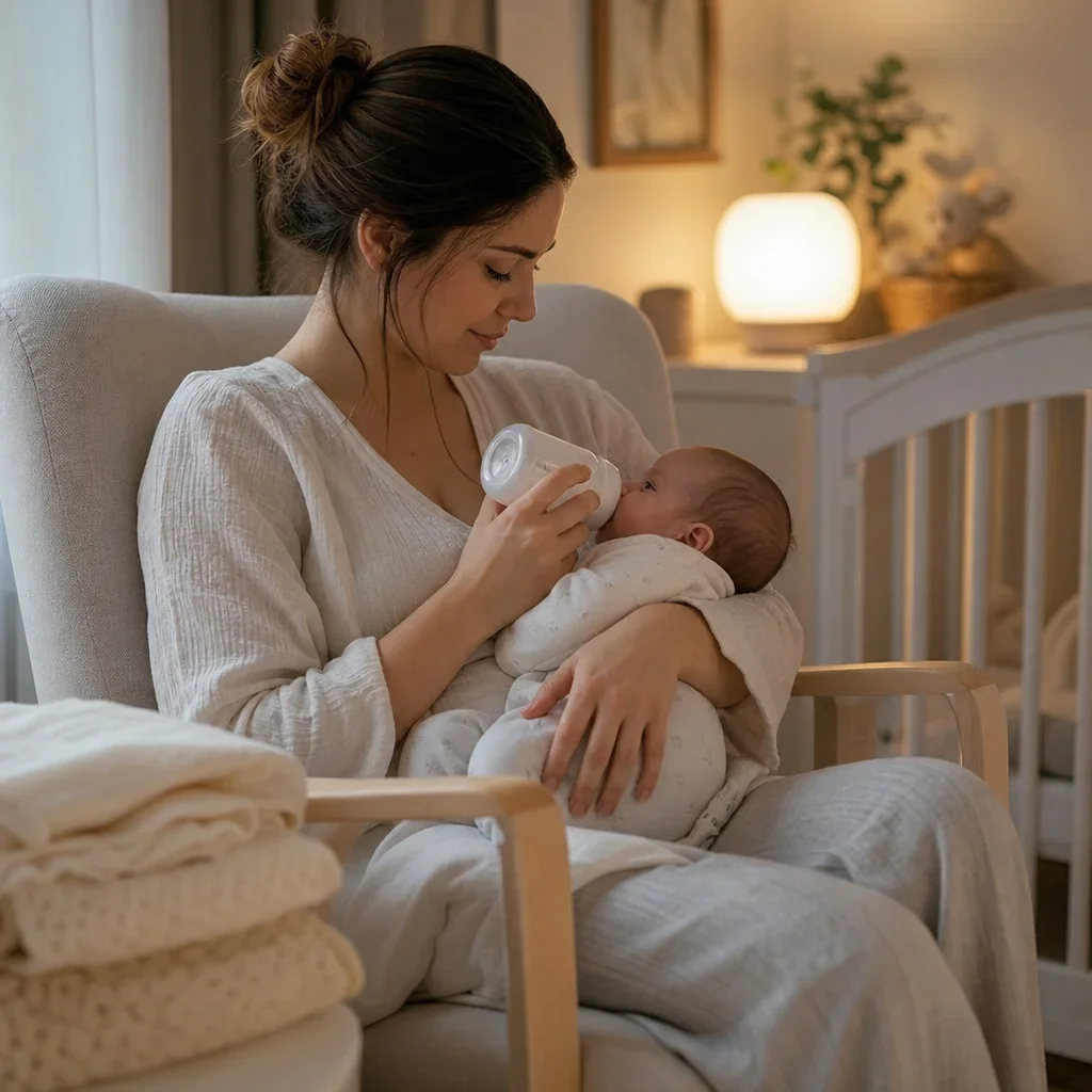 A calm feeding and soothing routine that supports infant sleep and regulation.